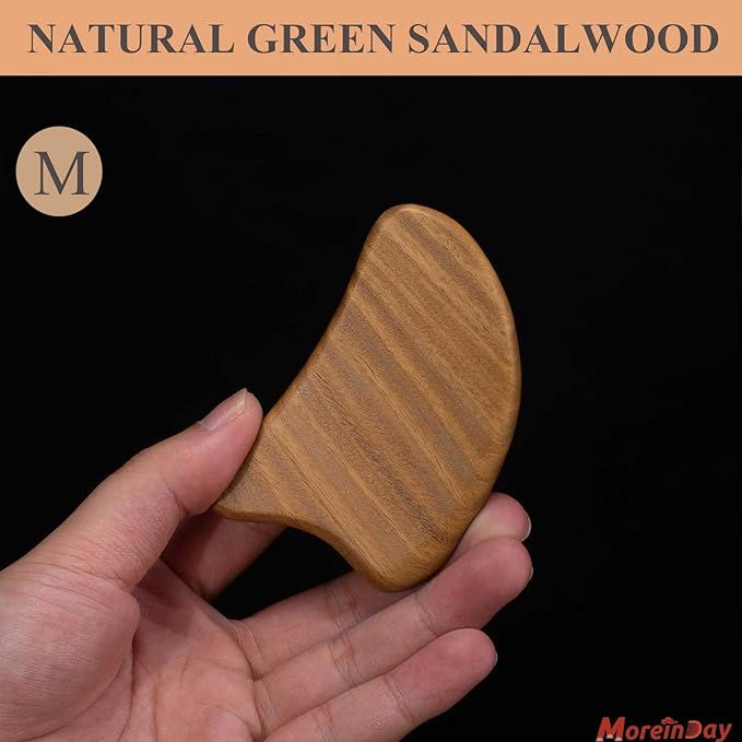 Gua Sha Tool for Face, 2 Pack Wooden Gua Sha Facial Tools Reduce Puffiness for Women - Green Sandalwood