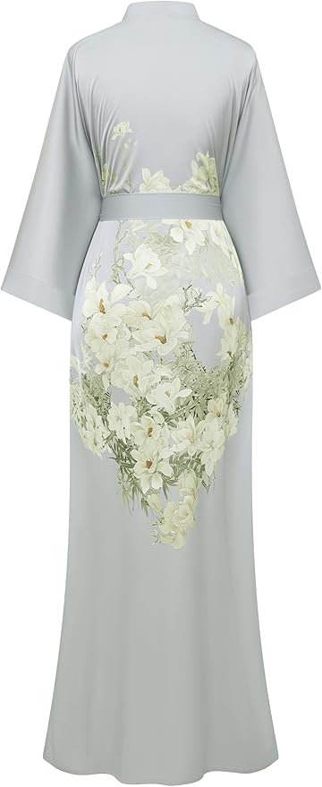 PRODESIGN Kimono Robe for Women - Long Satin Sleepwear Silky Kimono Cover-Up Nightgown Japanese Bathrobe Loungewear Blouse