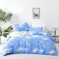 KAREVER Blue Cloud Comforter Set King Size Sky Blue Bedding Women 3 Pieces Soft Light Blue King Bed Blanket Set for All Season as Gift