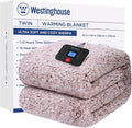 Westinghouse Electric Blanket Twin Size, Soft Plush Sherpa Heated Blanket with 10 Heating Levels & 1-12 Hours Auto-Off, Machine Washable, 62x84 inches, Rust