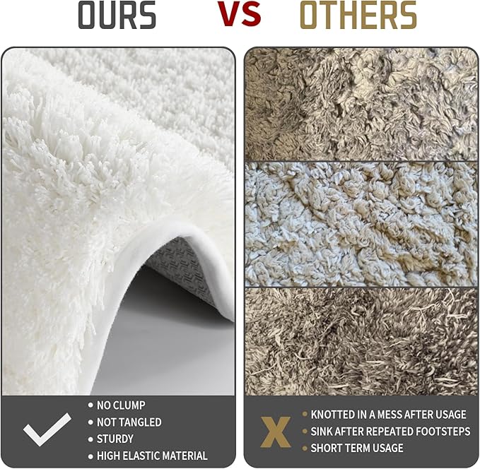 Yimobra Bath Rugs for Bathroom 32x20, Ultra Soft and Water Absorbent Bath Mats, Non Slip Plush Shower Mat Outside, Microfiber Thick Matts for Bathroom Floor/Tub, Machine Washable, Off White