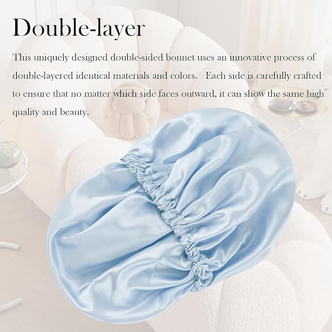 Satin Bonnet Double Layer Silk Bonnet for Sleeping Women Hair Care for Natural Curly