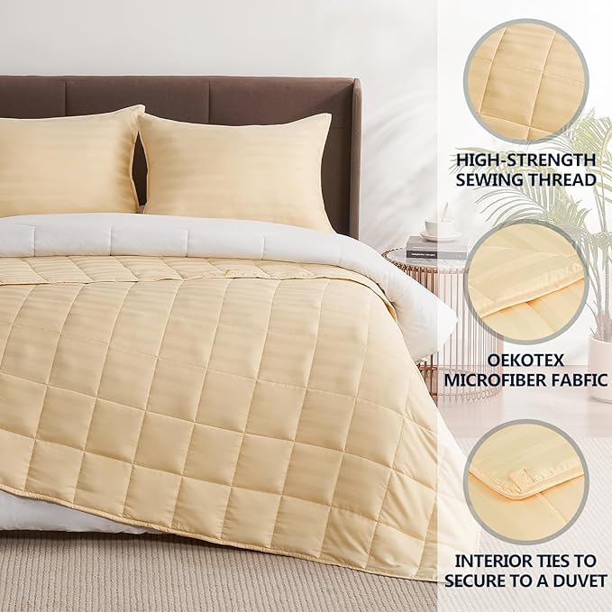Weighted Blanket Queen/King Size (80"x87" 20lbs),Ultra Soft and Cozy Cooling Weighted Blanket for Adult,Heavy Blanket with Machine Washable Soft Blanket, Beige