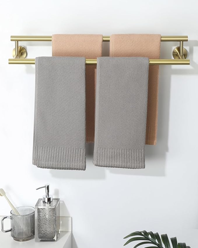 Alise Double Bath Towel Bars,20 Inch Towel Racks for Bathroom Wall Mounted,SUS304 Stainless Steel Towel Holder,Space-Saving Towel Hanger,Modern Decor Towel Rod,Brushed Gold Towel Rail,GYT6902-500-G