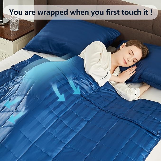 Weighted Blanket Queen/King Size (80"x87" 22lbs),Ultra Soft and Cozy Cooling Weighted Blanket for Adult,Heavy Blanket with Machine Washable Soft Blanket, Navy Blue