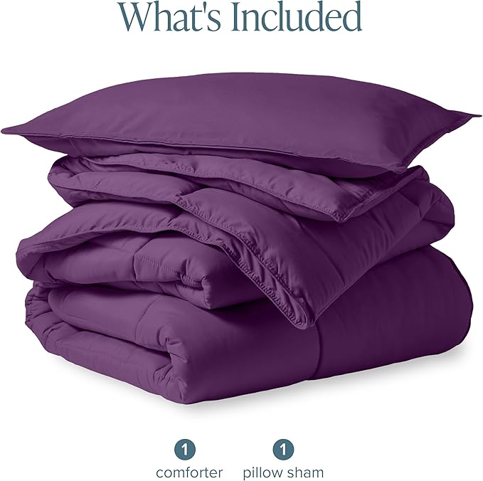 Bare Home Comforter Set - Twin/Twin Extra Long Size - Ultra-Soft - Goose Down Alternative - Premium 1800 Series - All Season Warmth (Twin/Twin XL, Plum)