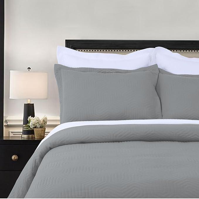 Threadmill Luxury Cotton Blankets for Queen Size Bed | All-Season 100% Cotton Queen Size Blanket | Aster Jacquard Cozy Lightweight, Soft Breathable Coverlet fits Full Size Bed, 90x92 | Scottish Grey