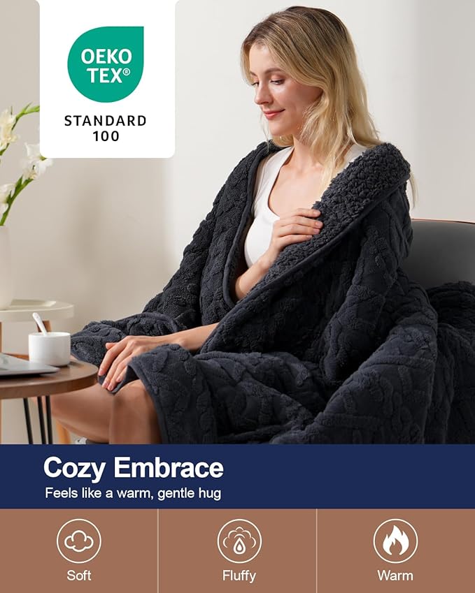 Super Fuzzy Soft Sherpa Fleece Weighted Blanket, 20 lbs Dual Sided Fluffy Heavy Weighted Blankets for Adults - No Bunching with Double Layers of Soft Inner Lining (60"x 80", 20 Pounds)