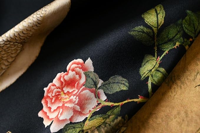 Women's Silk Kimono Robe Long Bathrobe Nightgown 100% Mulberry Silk for Women - Classic Floral Pattern