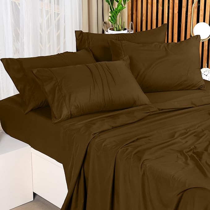 Utopia Bedding King Sheet Set – 4 Piece Bed Sheets for King Size Bed, Soft and Breathable Microfiber, Includes 1 Fitted Sheet, 1 Flat Sheet and 2 Pillowcases (Mocha)