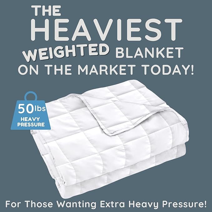 HomeSmart Products 50lbs Weighted Blanket Queen Size - Breathable Soft Fabric, Extra Heavy Weighted Blanket White
