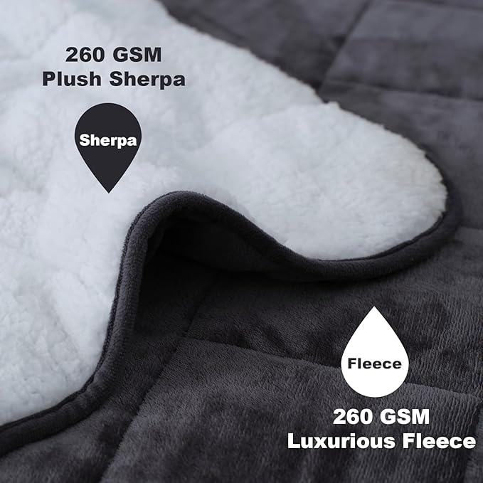 Weighted Blanket Twin Size 10 Pounds 48x72 inches, Sherpa Fleece Throw Blanket for Teens with Soft Plush Flannel Top, Fuzzy Fluffy Cozy Warm and Thick Heavy Blanket for Winter
