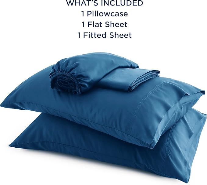 Bedsure Cooling Sheets Twin XL, Rayon Derived from Bamboo, Breathable & Soft Twin XL Sheet Sets, Deep Pocket Up to 16", Hotel Luxury Silky Dorm Bedding for Hot Sleepers, Peacock Blue