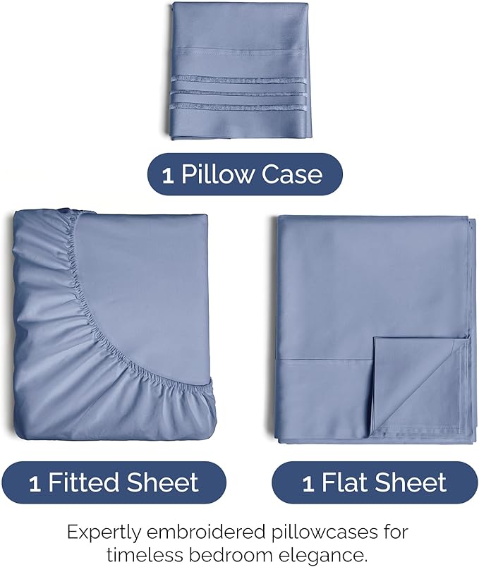 Twin XL Size 3 Piece Sheet Set - Extra Soft, Breathable & Cooling - Hotel Luxury Durable Bed Sheets for Women & Men - Deep Pockets, Easy-Fit & Wrinkle-Free - Dusty Purple Oeko-Tex