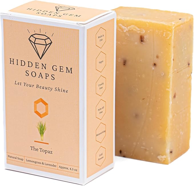 November Birthstone Topaz 3 Piece Gift Set All Natural Bar Soap, Bath Bomb, Shower Steamer Made in USA Palm Oil Free