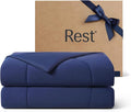 REST® Evercool® Cooling Comforter, Full/Queen, Blanket for Hot Sleepers, All Season Bedding to Keep Cool for Night Sweats, Breathable Lightweight Blanket, 90"x90" Inches, Midnight Blue