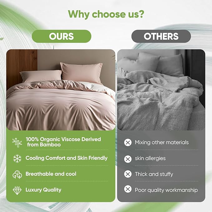 TWK Luxury Sheet Set, Genuine 100% Viscose Derived from Bamboo, Cooling & Breathable, Silky Soft, Bedding Sheets & Pillowcases(Sand Queen(60 * 80 * 15))
