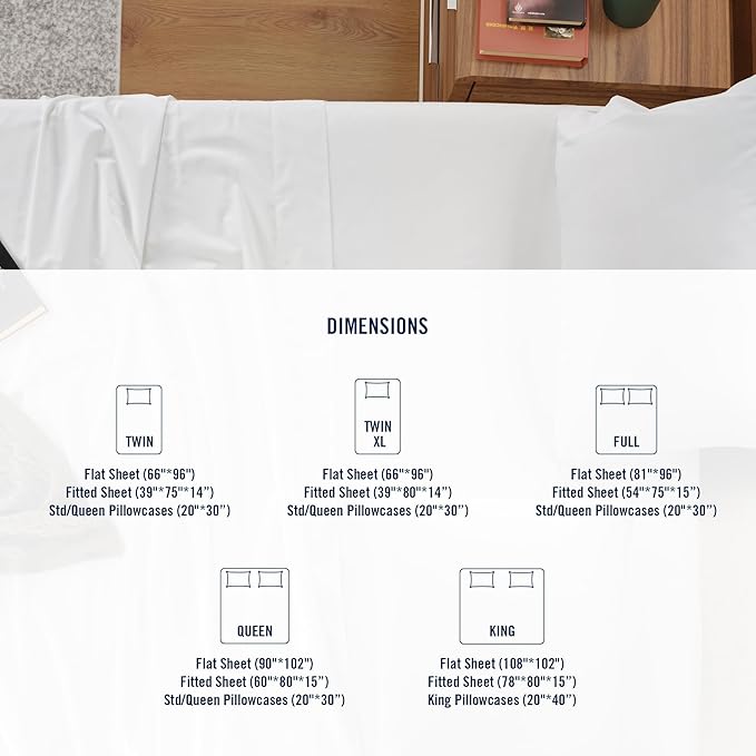 IZOD 100% Egyptian Cotton Sheets Set Full Size, Cotton Percale Crisp Sheet Set 4Pc, Lightweight & Deep Pocket fits Upto 17", Long-Staple Soft Combed, Hotel Style Sheets Luxury Bedding Sheet - White