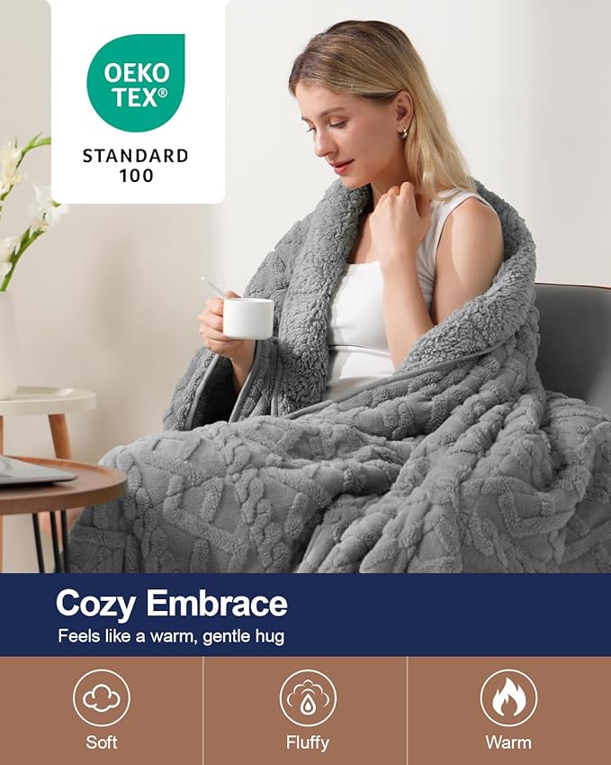 Super Fuzzy Soft Sherpa Fleece Weighted Blanket, 20 lbs Dual Sided Fluffy Heavy Weighted Blankets for Adults - No Bunching with Double Layers of Soft Inner Lining (60"x 80", 20 Pounds)
