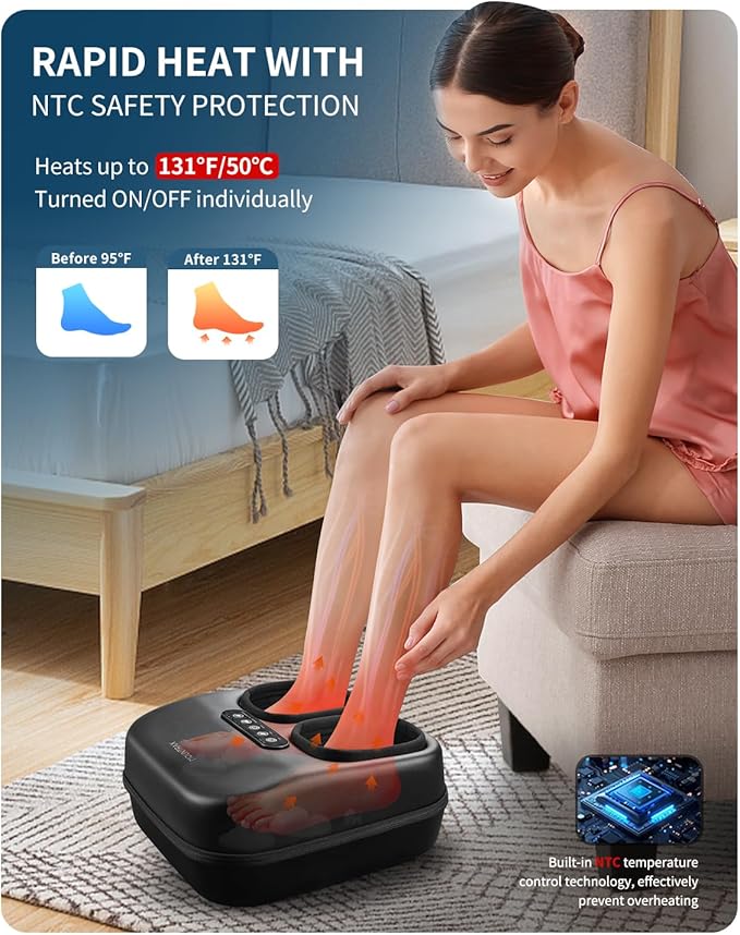 MOUNTRAX Shiatsu Foot Massager with Heat, Deep Kneading Foot Massager for Plantar Fasciitis, Neuropathy, Improve Circulation and Pain Relief – DIY Customizable Design Foot Massage with Drawing Pen