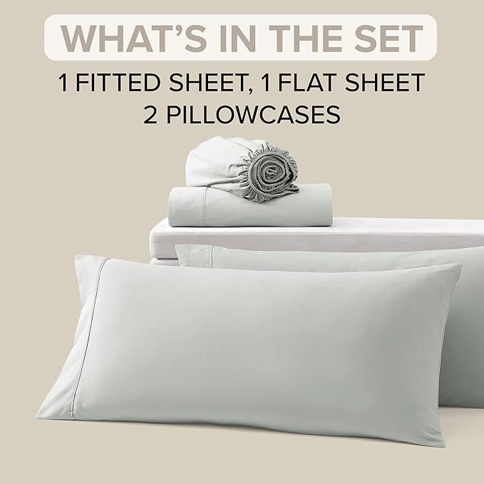 UGG Cali King Sheet Set 4-Piece Luxury Cooling Sheets Deep Pockets Premium Bedding with 2 Shams Hypoallergenic Machine Washable Soft Lightweight Bed Set for Room, California King, Mineral Green (Hedi)