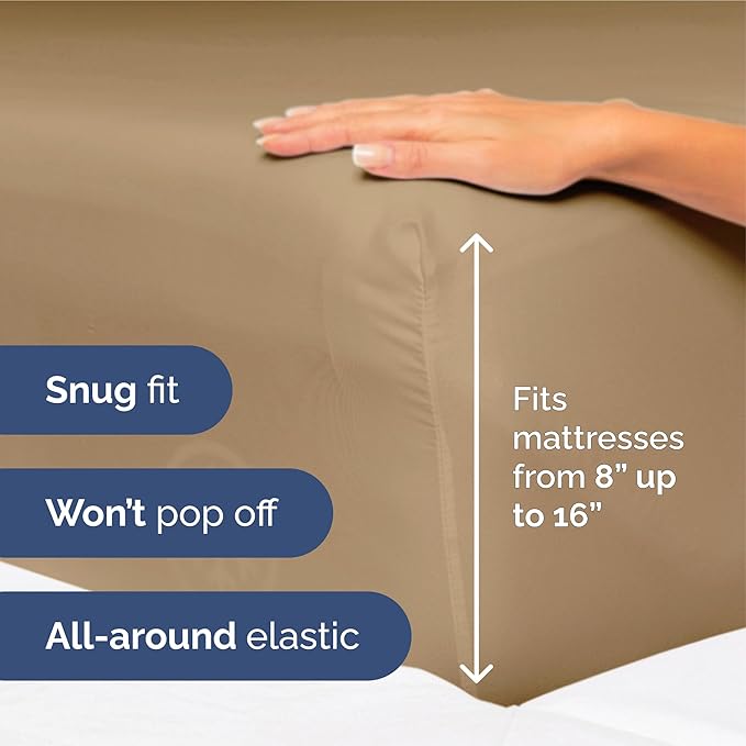King Size 4 Piece Sheet Set - Extra Soft, Breathable & Cooling Sheets - Hotel Luxury Durable Bed Sheets for Women & Men - Deep Pockets, Easy-Fit & Wrinkle-Free Sheets - Caramel Oeko-Tex Bed Sheet Set