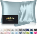 Mulberry Silk Pillowcase Standard Size Cooling Anti-Acne Hidden Zipper Navy Blue