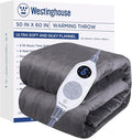 Westinghouse Electric Blanket Heated Throw, Super Cozy Soft Flannel 50"" x 60"" Heated Throw with 6 Fast Heating Levels & 2-10 Auto-Off, Machine Washable, ETL&FCC Certification, Home Office Use, Grey