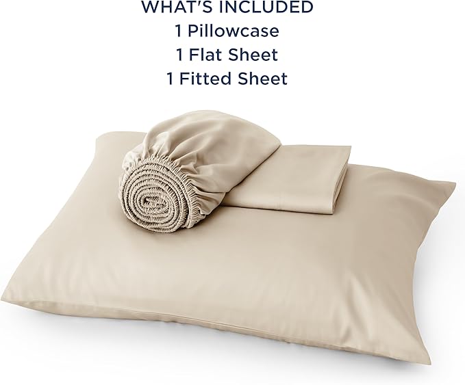 Bedsure Cooling Sheets Twin, Rayon Derived from Bamboo, Cooling Sheets, Breathable & Soft, Deep Pocket Up to 16 Inches, Hotel Luxury Silky Bedding for Hot Sleepers, Beige