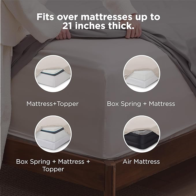 Bedsure Deep Pocket Queen Sheets Set - Fits Mattresses Up to 21 Inches Thick - 4 Piece GentleSoft Bed Sheets, Moisture Wicking, Soft & Cooling Bedsheet & Pillowcases, Easy & Secure Fit, Linen