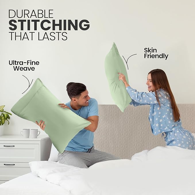 Pillow Covers by Utopia Bedding - King Size 2-Pack – Soft Brushed Microfiber – Perfect for Hospitals, Hotels, Guest Rooms – Oeko-TEX Certified, 20x40 Inches (Sage)