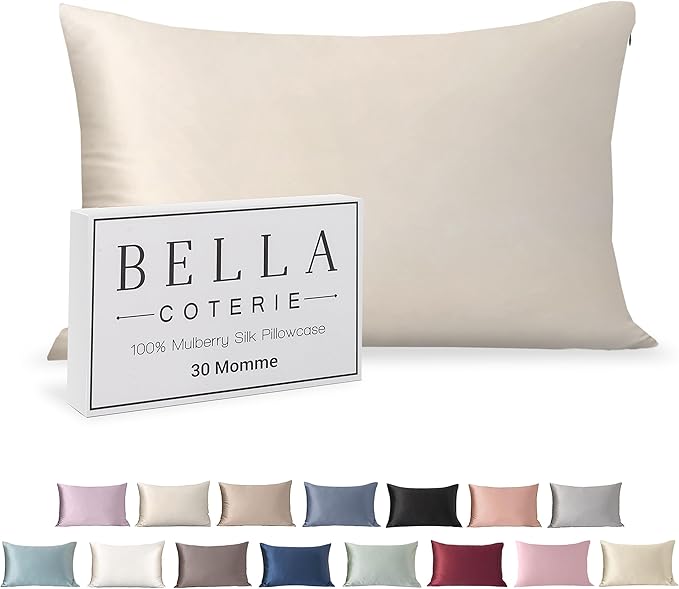 Bella Coterie Luxury Silk Pillowcase for Hair and Skin | 30 Momme | 100% Pure 6A Mulberry Silk | Super Soft | Perfectly Plush [King, Ivory]