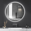 Niccy 36" LED Backlit Round Mirror for Bathroom, Black Framed Vanity Light Wall Mirror LED Smart Circle Mirrors with 3 Lighting Colors, Dimmable Lighted Mirror with Anti-Fog, IP65 Waterproof