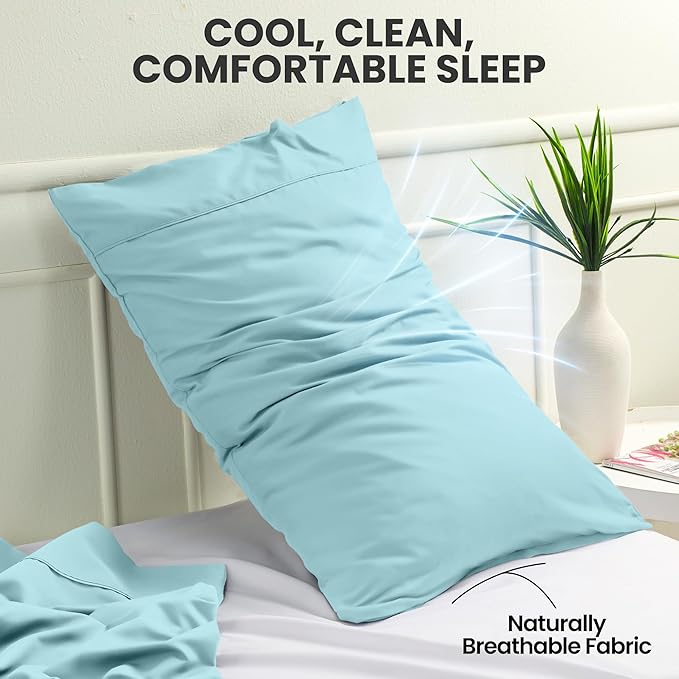 Pillow Covers by Utopia Bedding - Queen Size 2-Pack – Soft Brushed Microfiber – Perfect for Hospitals, Hotels, Guest Rooms – Oeko-TEX Certified, 20x30 Inches (Spa Blue)