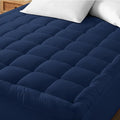Bare Home King Mattress Topper Cotton Top - Plush Topper for Mattress - Fitted Mattress Cover - Cooling Breathable Air Flow - 8" to 21" Deep Pocket - Soft Mattress Pad (King, Dark Blue)