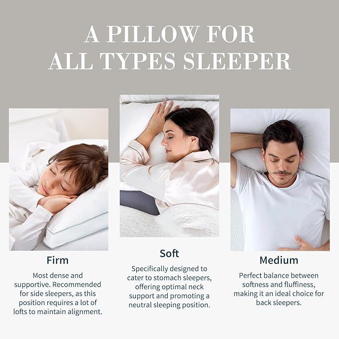 Globon Luxury Feather Down Pillow King Size,Firm Gusseted Bed Pillows for Sleeping, Hotel Collection Fluffy Pillow, 18"X34", Set of 2