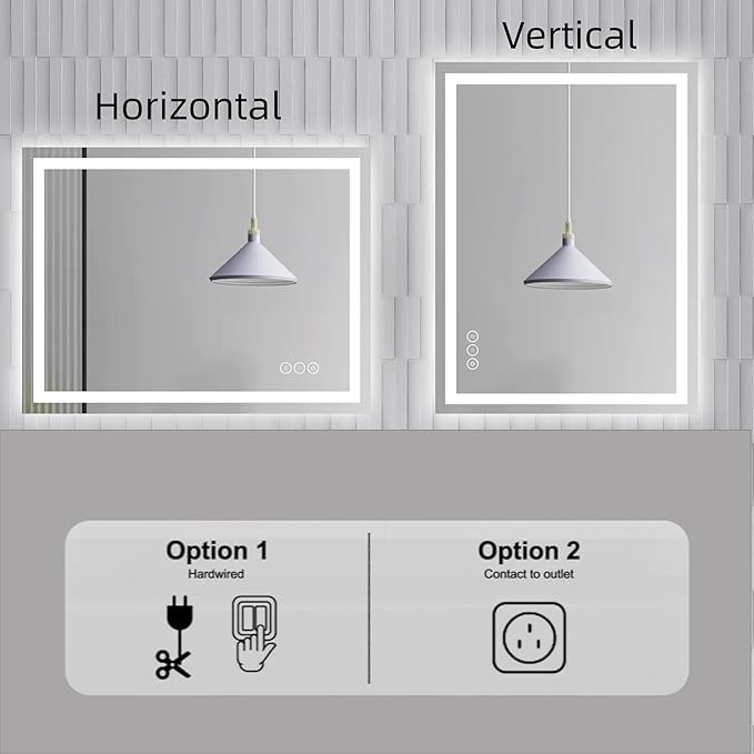 LED Bathroom Mirror with Backlit & Front Light, 32"x24" Anti-Fog, Memory Function, Dimmable Color & Brightness,CRI90+, IP54 Waterproof, Horizontal/Vertical, Wall Mounted