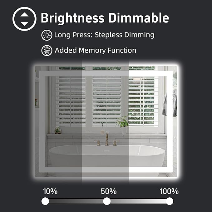 40"x 32" LED Bathroom Mirror with Lights, Double Lights Dimmable, Anti-Fog, Front and Backlit LED Mirror for Bathroom, Lighted Bathroom Vanity Mirror with Tempered Glass (Horizontal/Vertical)