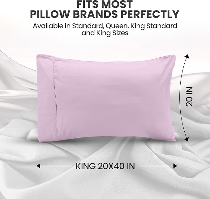 Pillow Covers by Utopia Bedding - King Size 2-Pack – Soft Brushed Microfiber – Perfect for Hospitals, Hotels, Guest Rooms – Oeko-TEX Certified, 20x40 Inches (Lavender)