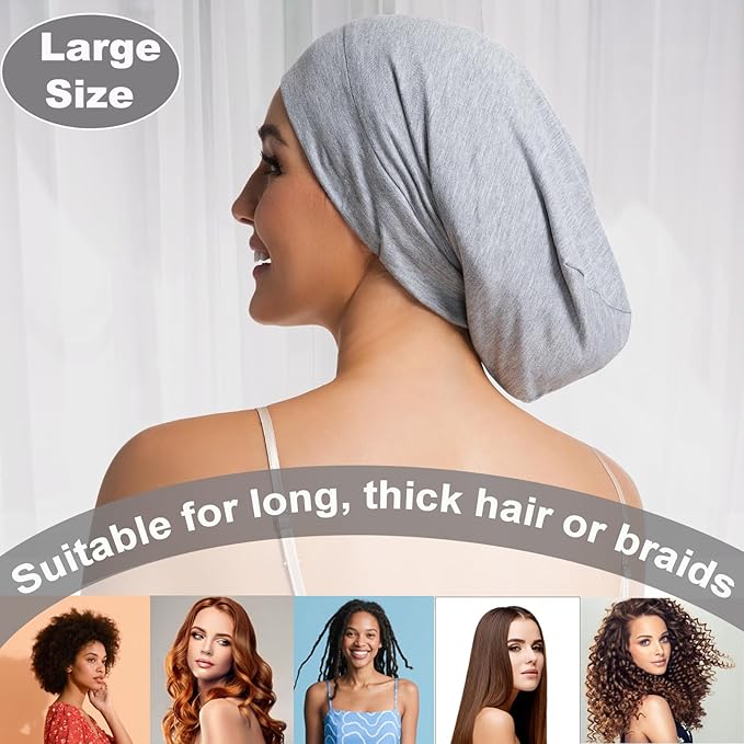 Sleep Cap Bonnet for Sleeping Black Women Men, Adjustable Cooling Lining Bonnets for Curly Hair Wrap Braids Beanie Night Hat