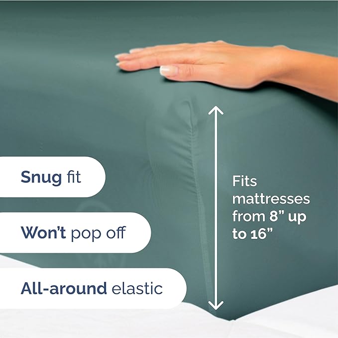 Queen Size 4 Piece Sheet Set - Extra Soft, Breathable & Cooling Sheets - Hotel Luxury Durable Bed Sheets for Women & Men - Deep Pockets, Easy-Fit & Wrinkle-Free Sheets - Dusty Teal Oeko-Tex Bed Sheets