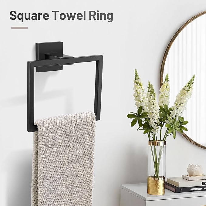 YACVCL Matte Black Bathroom Hardware Set,10 Pieces Towel Bar Set,Towel Holder Set for Bathroom SUS304 Stainless Steel Wall-Mounted Towel Rack Set,23.6 Inch Black Bathroom Accessories