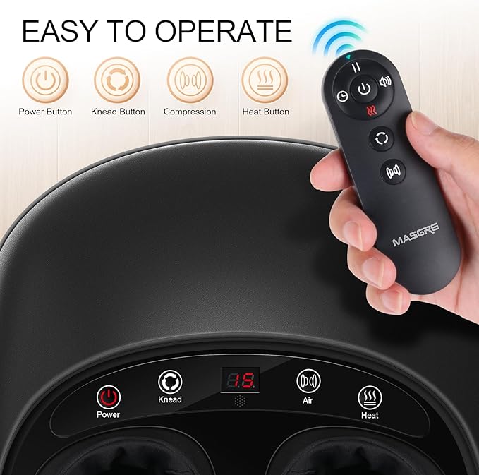 Foot Massager with Heat, Deep Kneading Therapy Compression, Shiatsu Feet Massager Machine for Plantar Fasciitis, Neuropathy Pain, Birthday Gifts for Women Mom Men Dad