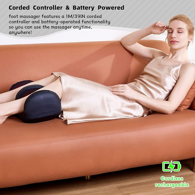 Cordless Rechargeable Foot Massager, 2025 Upgraded Foot Massager with Heat for Cord Remote Control, Portable for Home/Office Use, Gifts for Dad, Mom