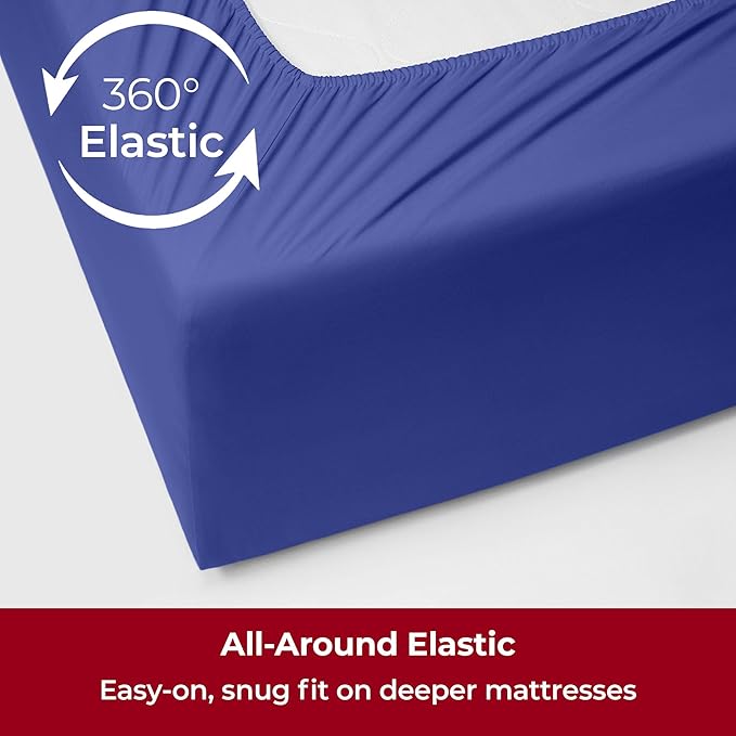 Mellanni Extra Deep Twin XL Sheets - 3 PC Iconic Collection Bedding - Hotel Luxury, Ultra Soft, Cooling Bed Sheets - Wrinkle, Fade, Stain Resistant (Twin Extra Long, Royal Blue)