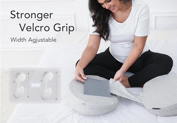 Pregnancy Pillow for Sleeping Memory Foam Maternity Pillow for Side Sleepers, Adjustable Travel Wedge Pillow Support for Back, Belly, and HIPS for Pregnant Women, Ash Grey