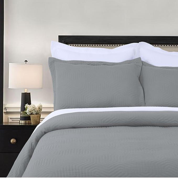 Threadmill Luxury Cotton Blankets for Twin Size Bed | All-Season 100% Cotton Twin Blanket for Bed | Aster Jacquard Lightweight, Soft & Cozy Coverlet, 350GSM, 68 x 90 inches | Scottish Grey