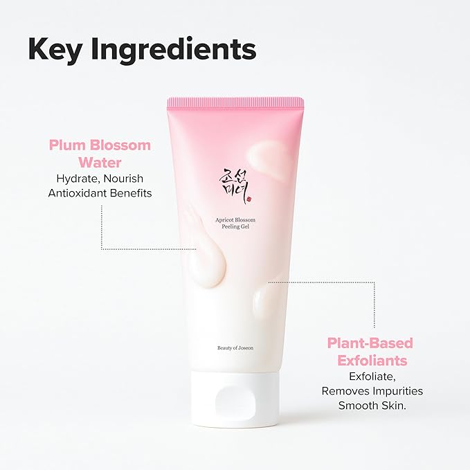 Beauty of Joseon Apricot Blossom Peeling Gel Soft Exfoliating Face and Body Scrub Dead Skin Cells Remover for All Skin Types, Korean Skincare for Men Women, 100ml, 3.38 fl.oz