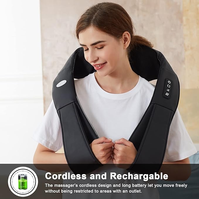 cotsoco Cordless Shiatsu Neck and Shoulder Massager with Heat,Portable Massagers for Neck and Back,3D Deep Tissue Kneading Back Massager for Muscle Pain Relief,Perfect Gifts for Men and Woman