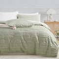 NEXHOME PRO Duvet Cover Queen Size, Blue 3 Pieces Boho Tufted Duvet Cover Set, Soft and Lightweight Microfiber Comforter Cover Set for All Season (Sage Green,90 x 90)-No Comforter